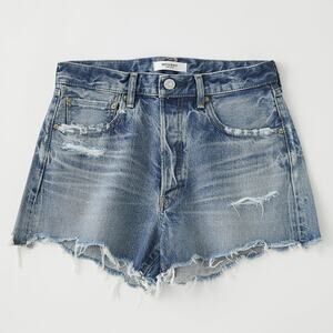 Moussy‎ Vintage Womens 24 Packard Denim Shorts Raw Hem Distressed Button Fly
